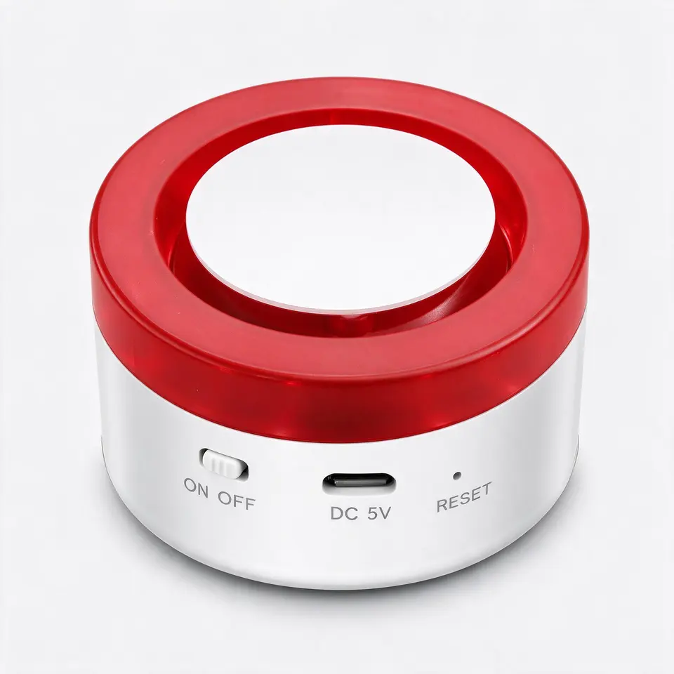 Wireless burglar alarm system with 120 dB siren, 24 zones, on a light grey background